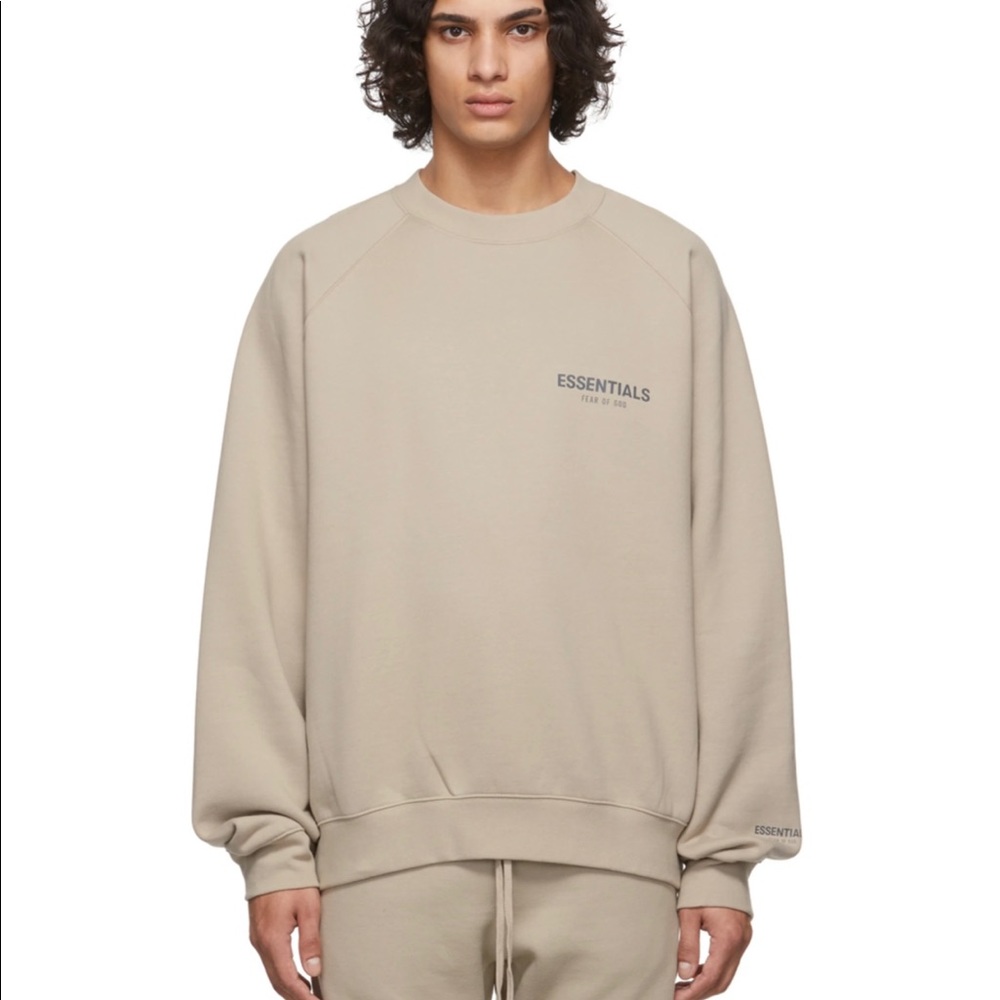 Essential fear of god crewneck in color Tan